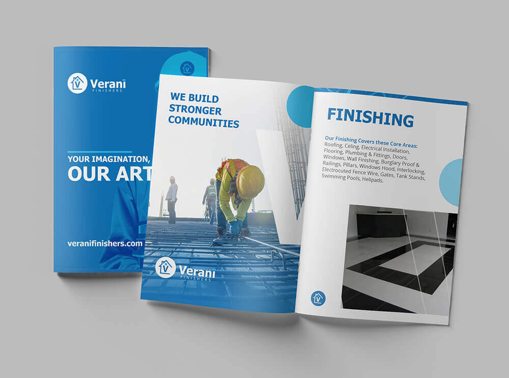 Company Profile Design for Verani Finishers a Building Construction & Finishing Company in Nigeria - Ultigraph