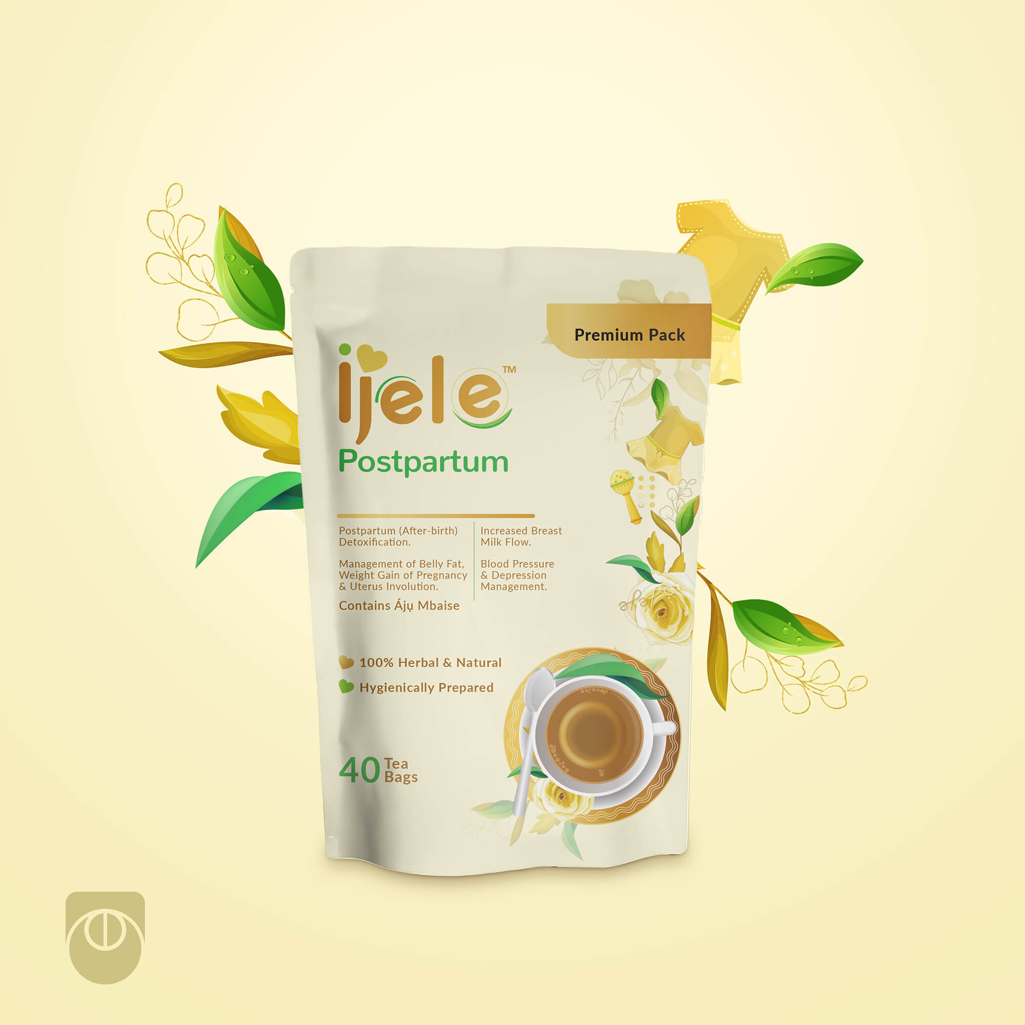 Ijele Postpartum Tea Packaging Design in Gloss Laminated Pouch by Ultigraph