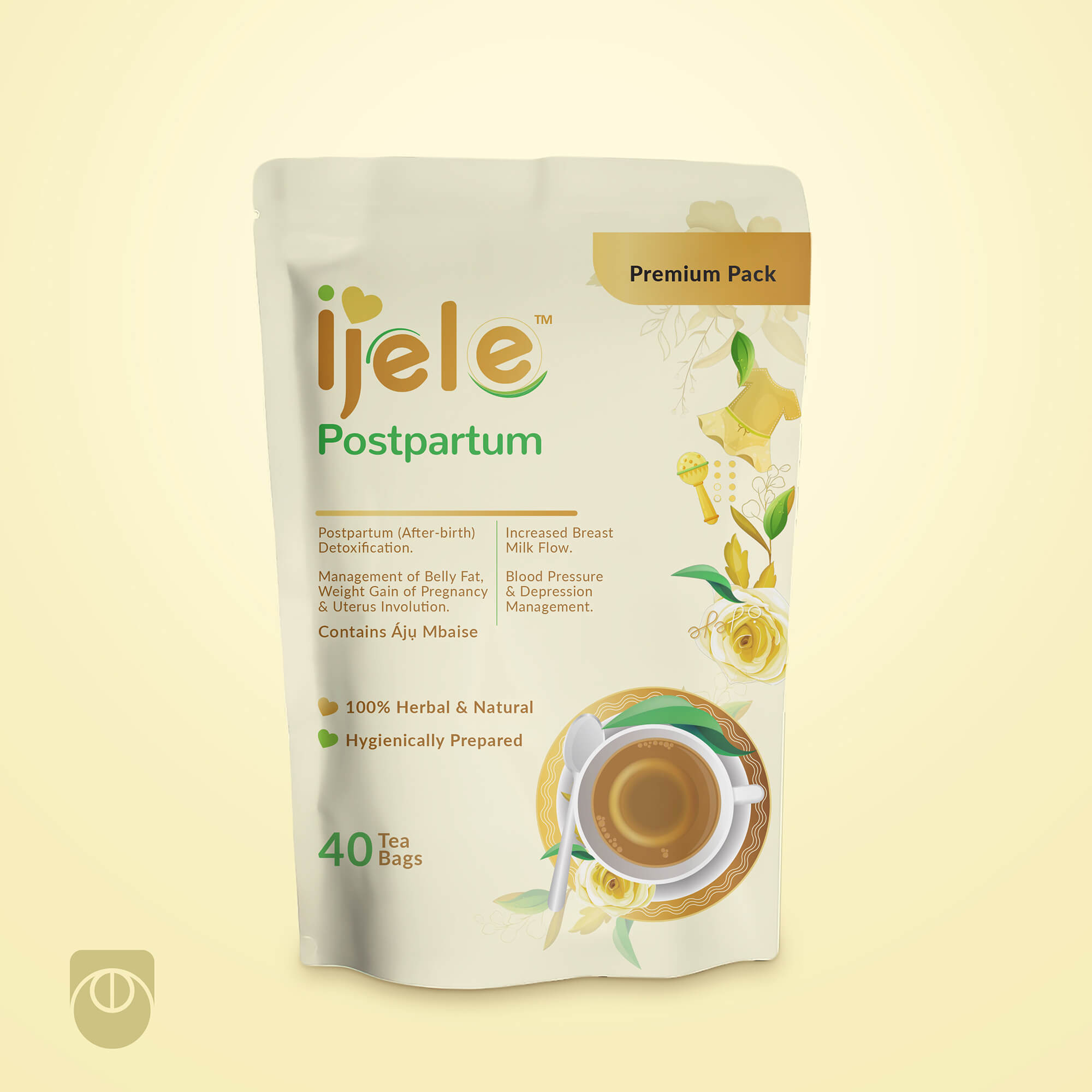 Ijele Postpartum Tea Packaging Design in Gloss Laminated Pouch by Ultigraph